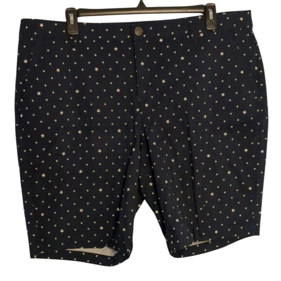 Gloria Vanderbilt Pants - Gloria Vanderbilt Womens Star Print Bermuda Shorts 22W Navy Blue Casual Cotton B